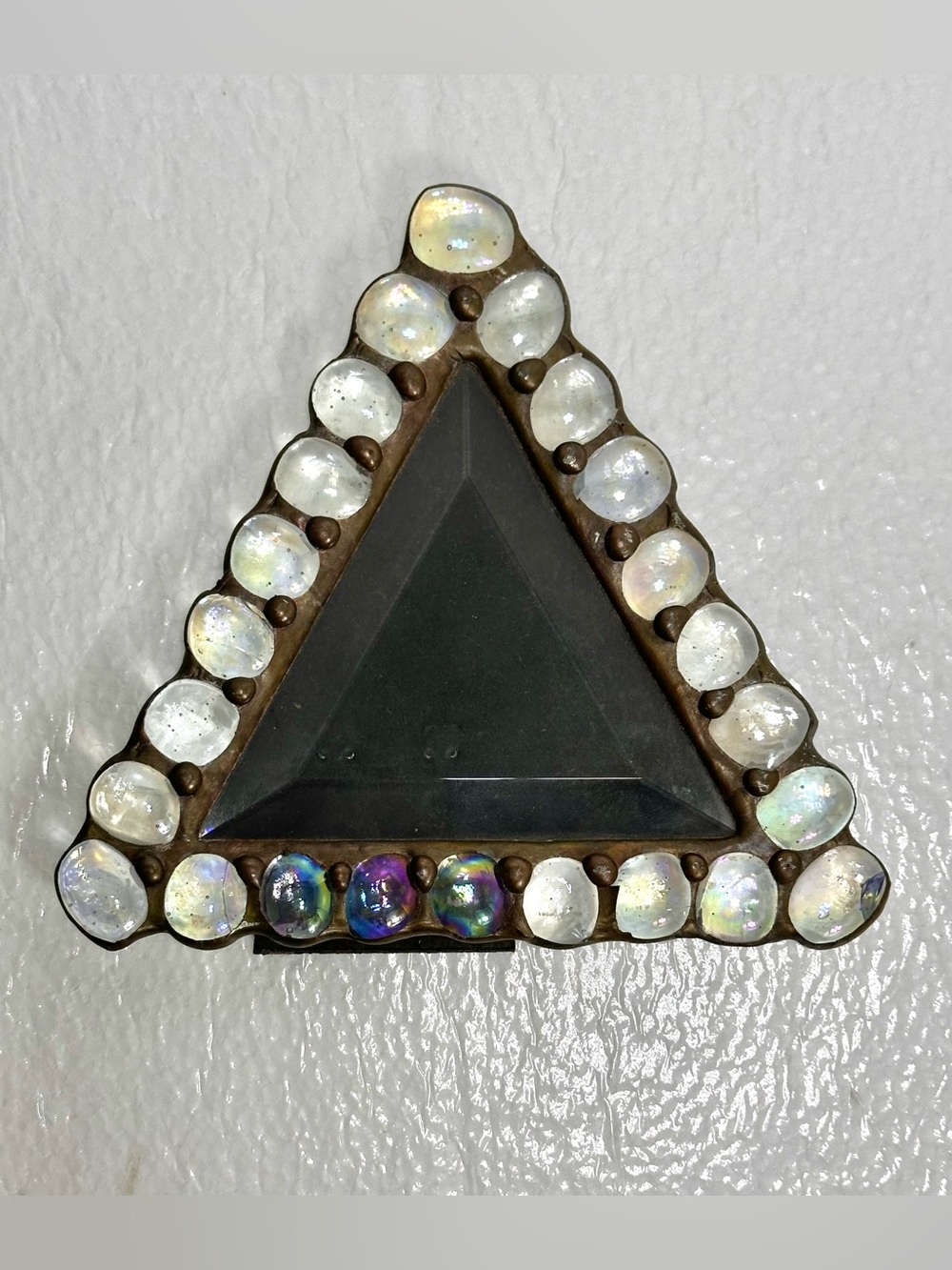 Diane Markin Rare Iridescent Beveled Glass Triangular Picture Frame